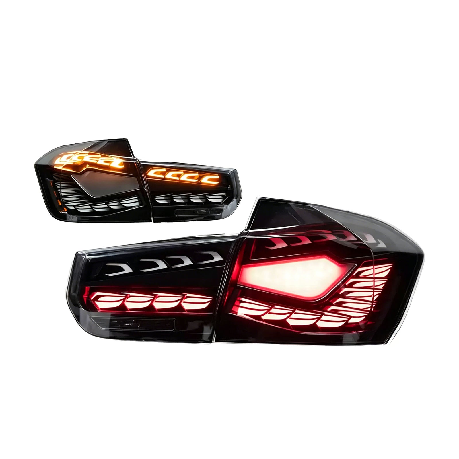 BMW 3 Series F30/F35 Taillight Assembly Retrofit | White Dragon Scale Venom LED Sequential Turn Signals + Dynamic Brake Lights | Original Plugs for Non-Destructive Installation
