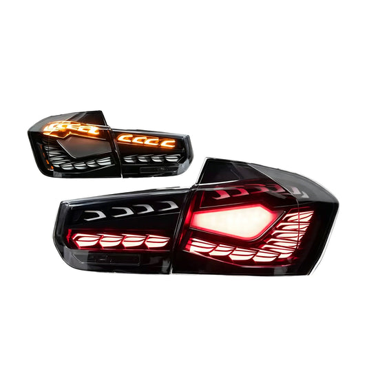 BMW 3 Series F30/F35 Taillight Assembly Retrofit | White Dragon Scale Venom LED Sequential Turn Signals + Dynamic Brake Lights | Original Plugs for Non-Destructive Installation