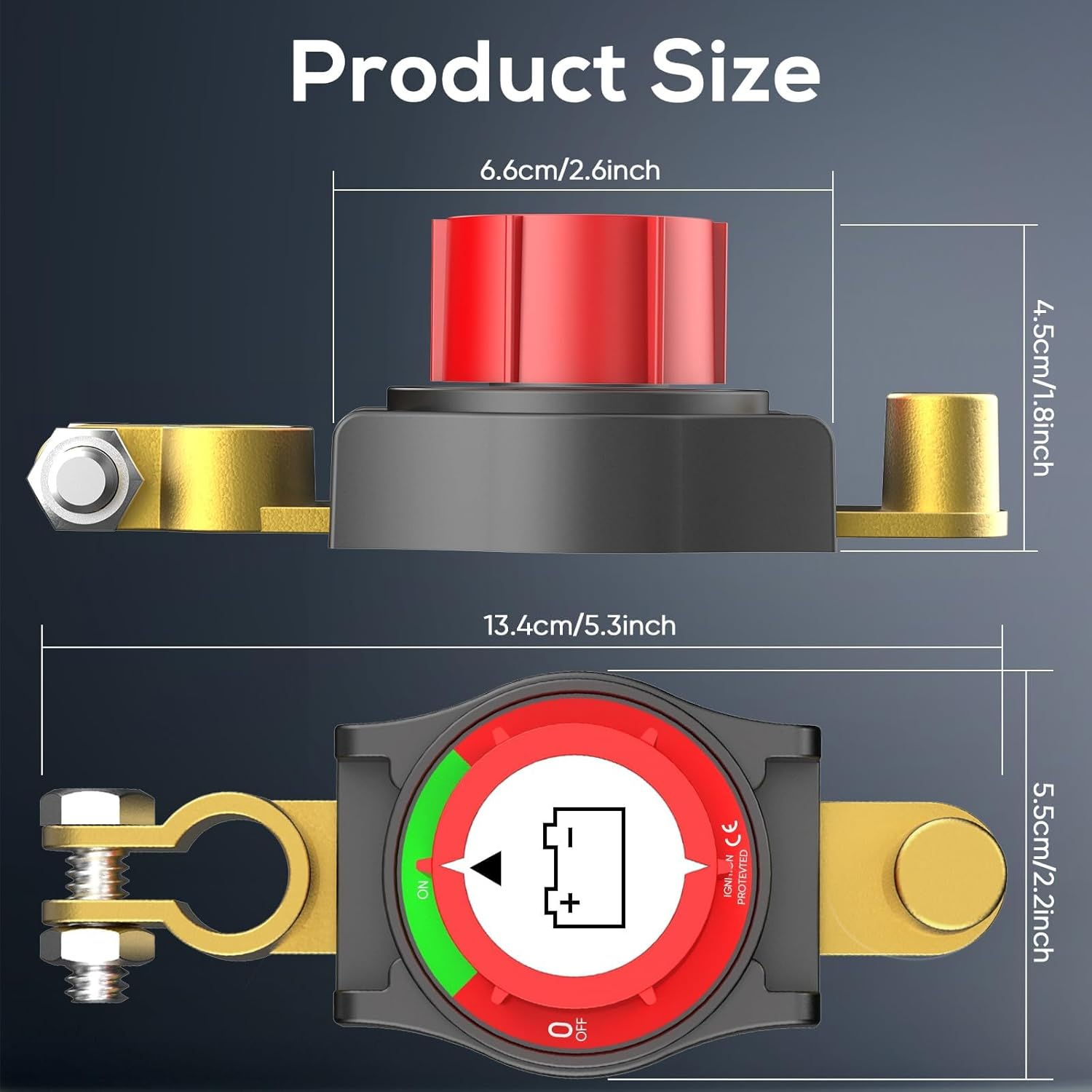 Top Post Battery Disconnect Switch 12v, Battery Kill Switch Negative On/Off 12-48V Top Post Battery Switch Heavy-Duty Battery Disconnect Switch for Cars, Vehicles, RVs, and Boats